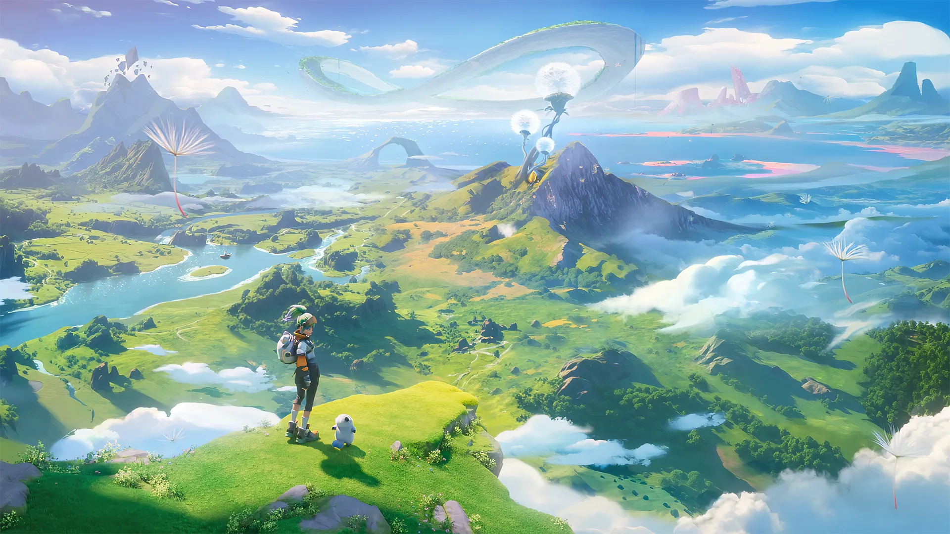 Official Aniimo still of Idyll. Pathfinder on a cliff above the continent.